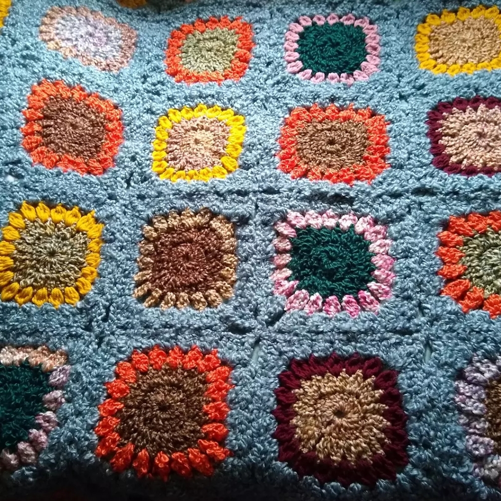 Sunflower harvest crochet handmade laphgan  blanket